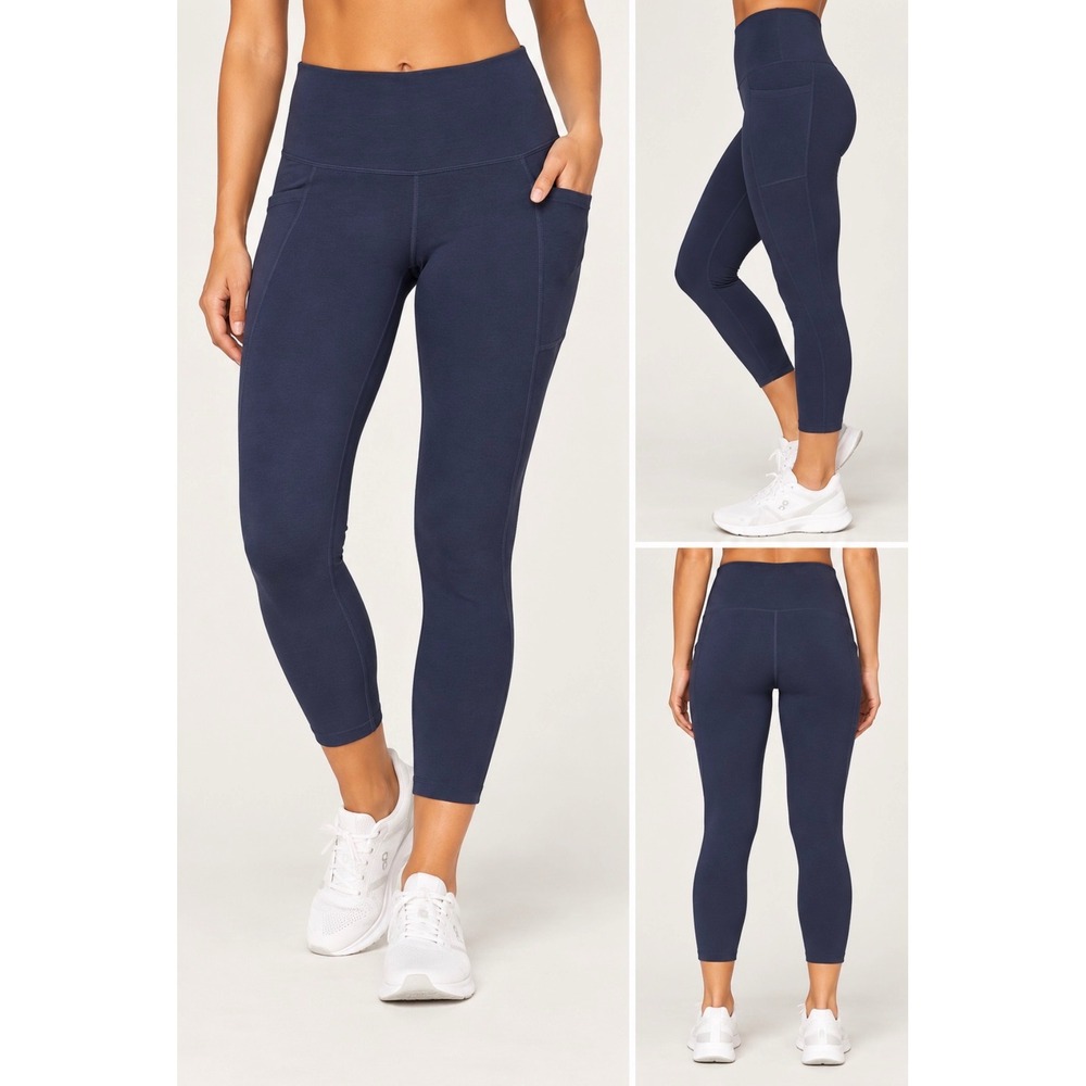 Beyond Yoga Spacedye Navy Blue High Waisted Pocket Leggings S Ankle Length